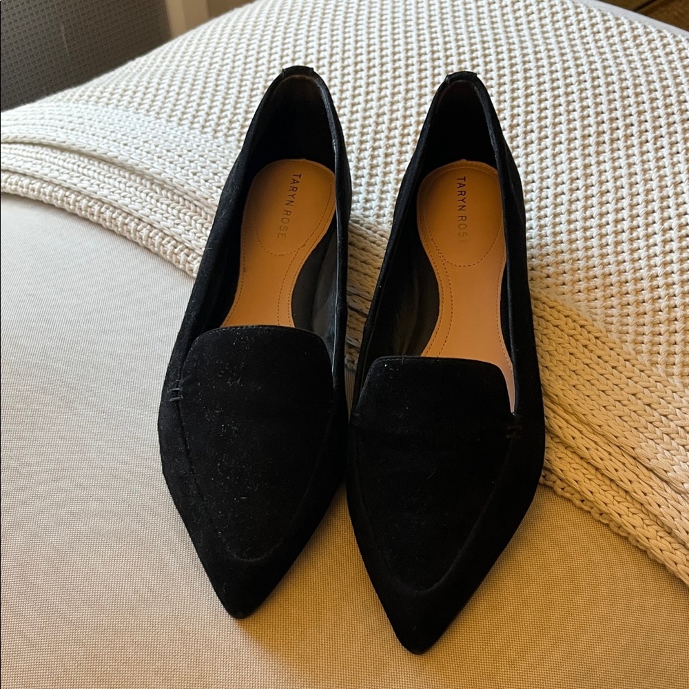 Taryn Rose Black Suede Flats